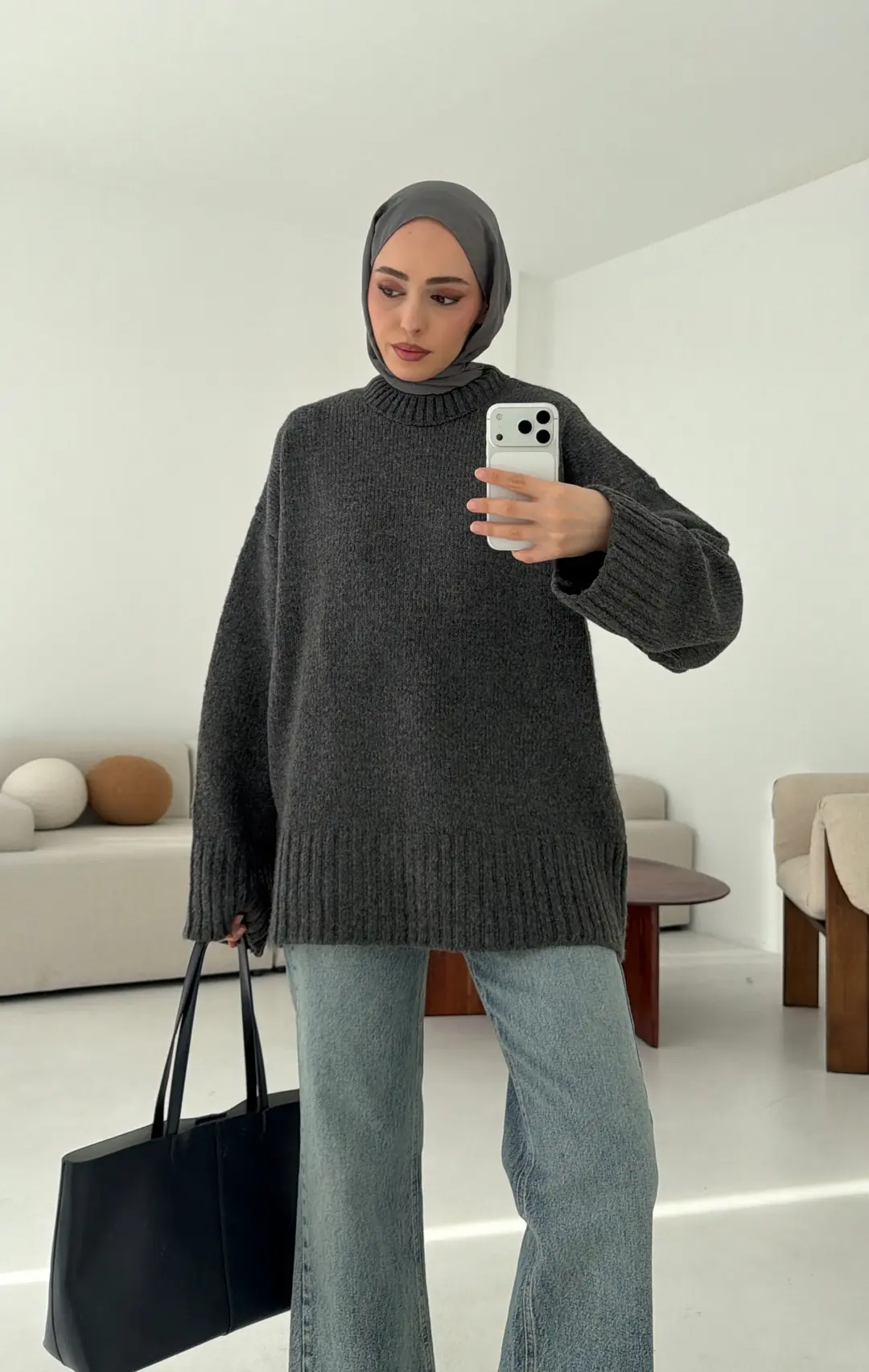 Oversize Soft Triko Kazak Antrasit