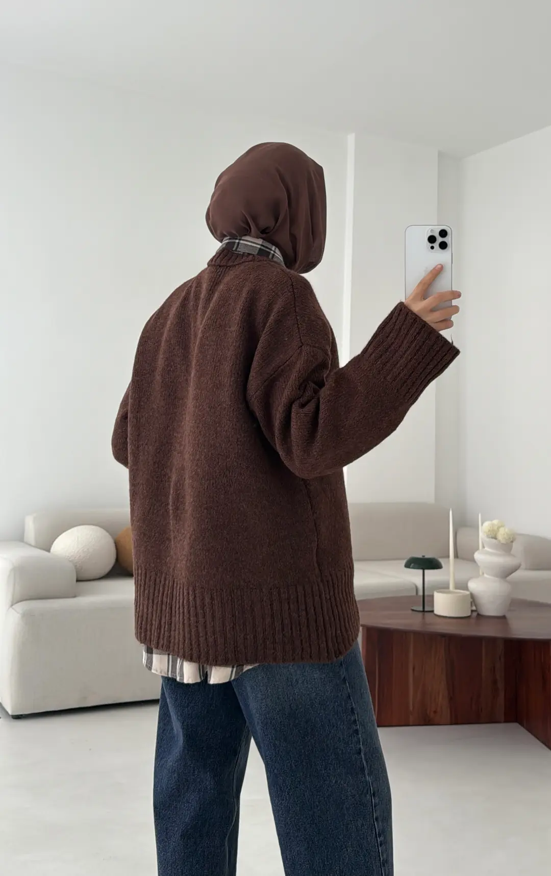Oversize Soft Triko Kazak Kahve