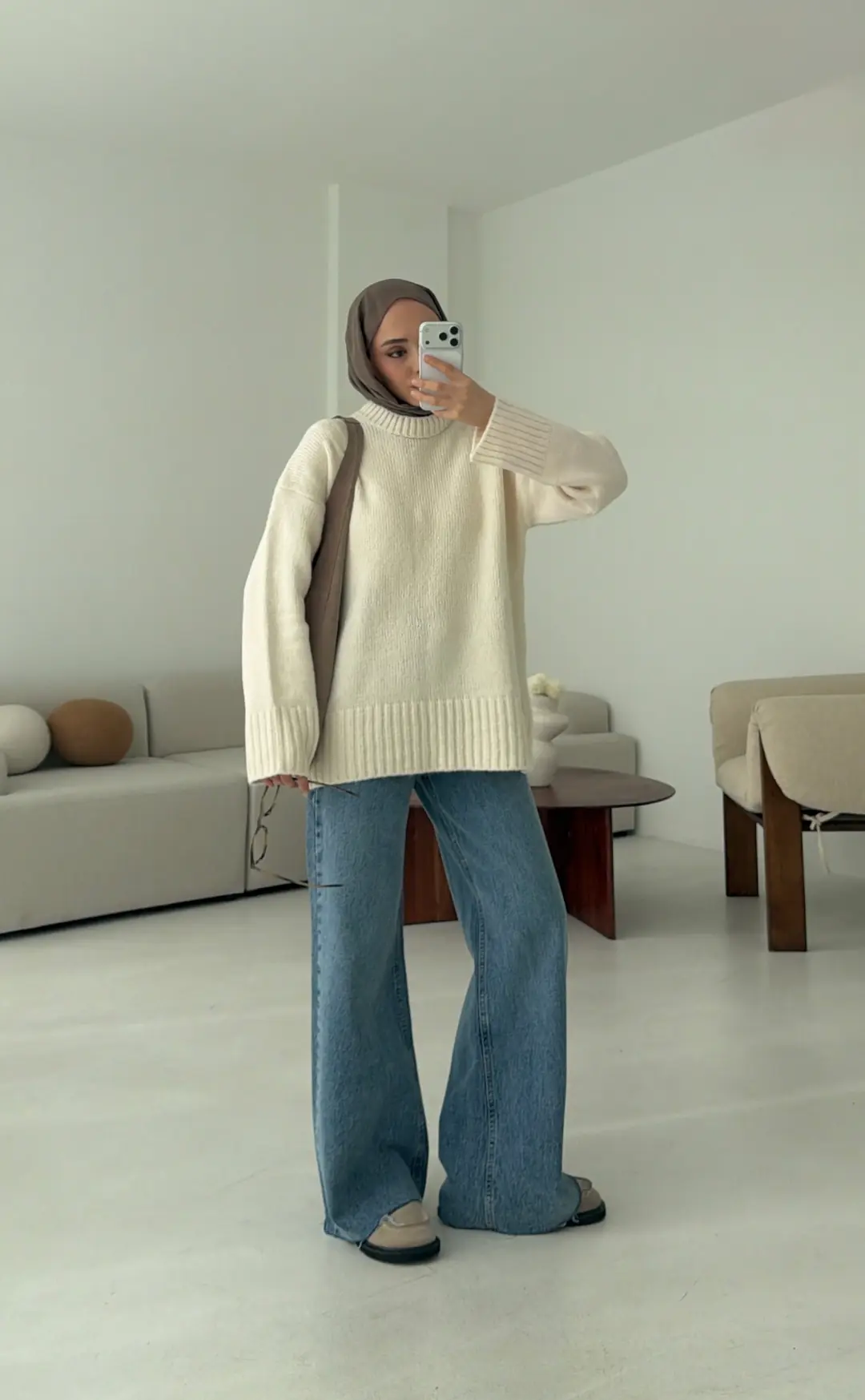 Oversize Soft Triko Kazak Krem