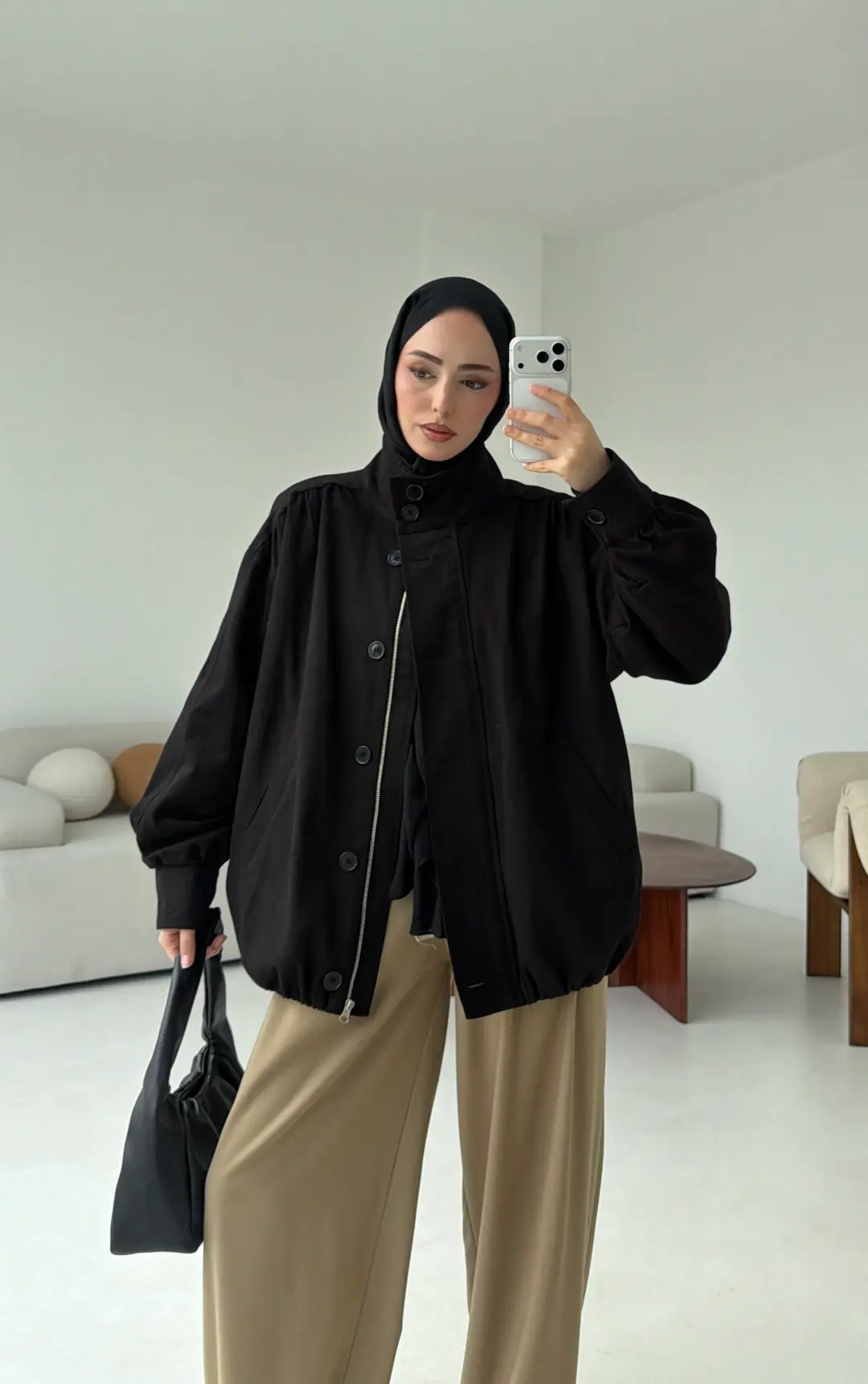Bomber Gabardin Ceket Siyah
