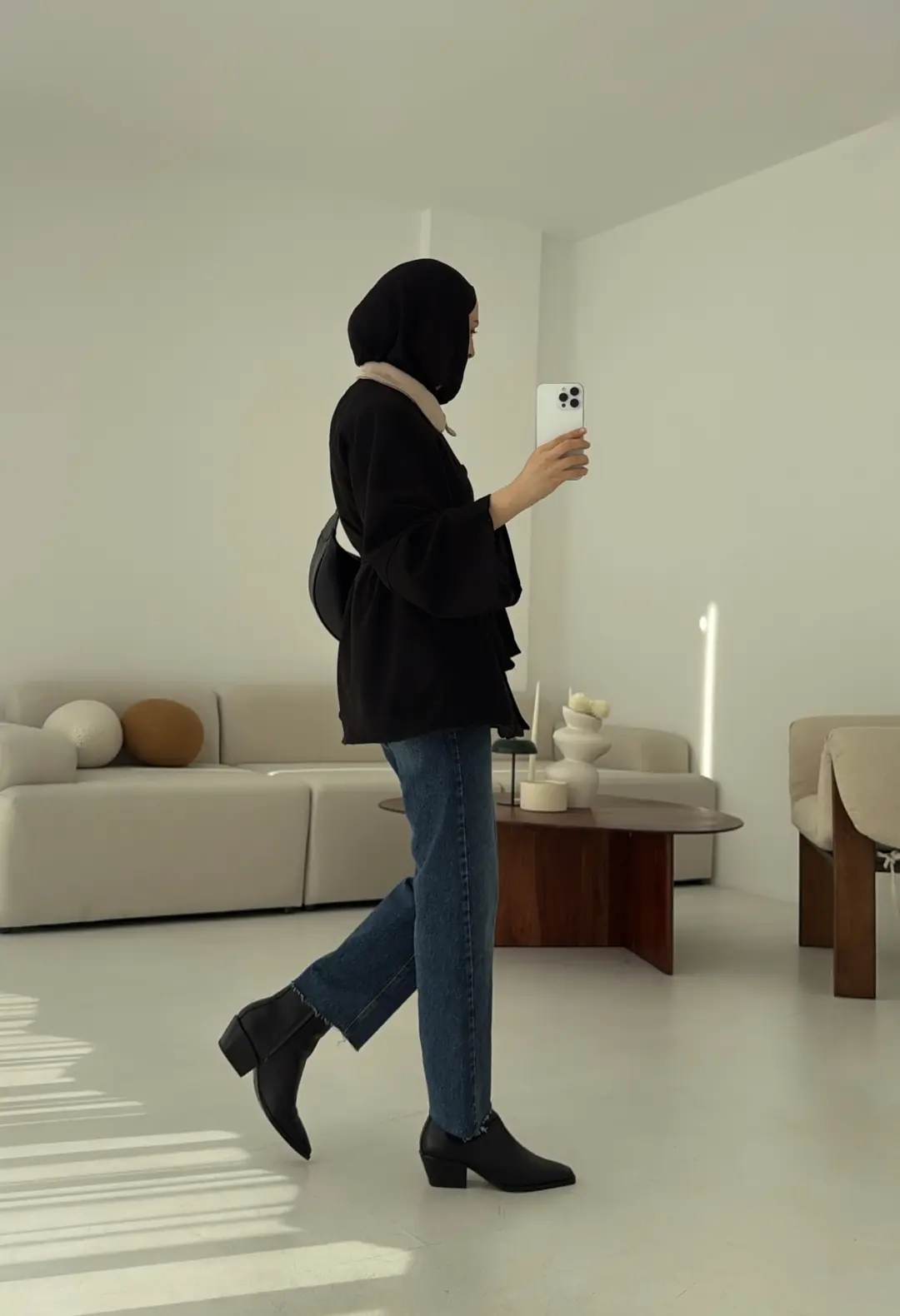 Nubuk Kontrast Yaka Ceket Siyah