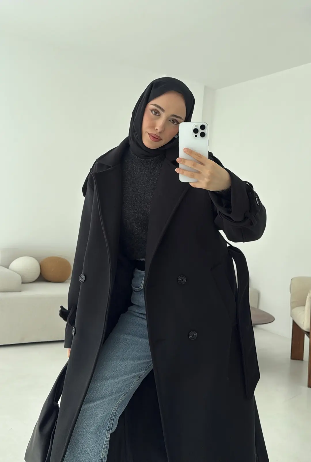 Premium Uzun Kaşe Kaban Siyah