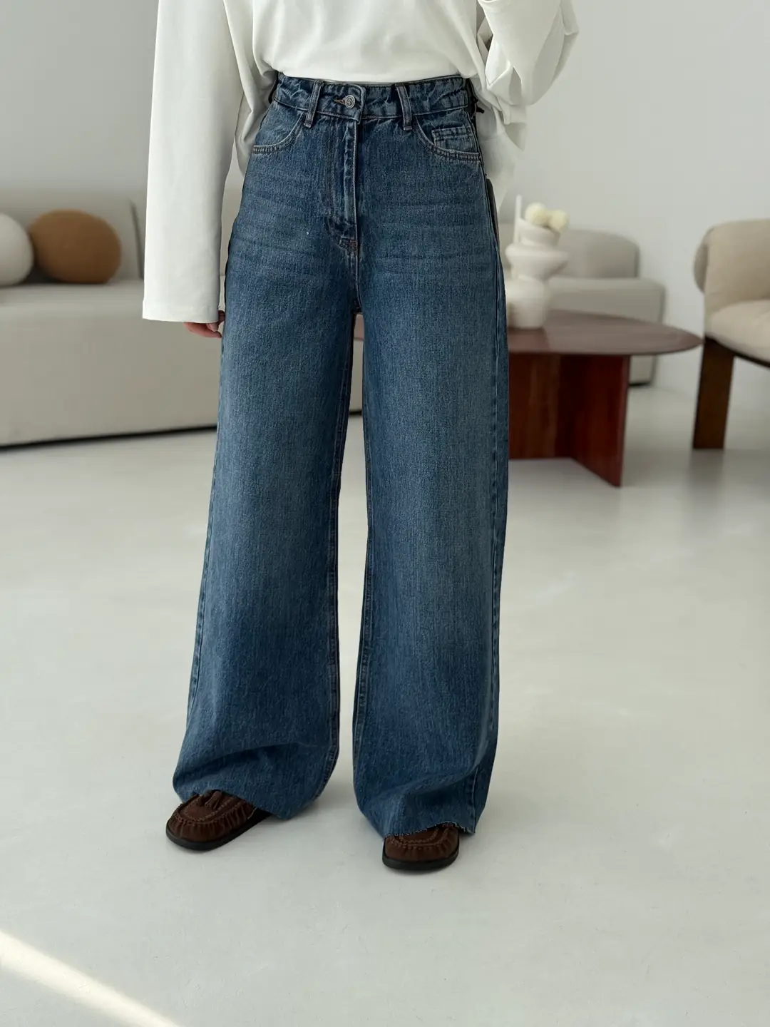 Wide Leg Koyu Mavi Jean