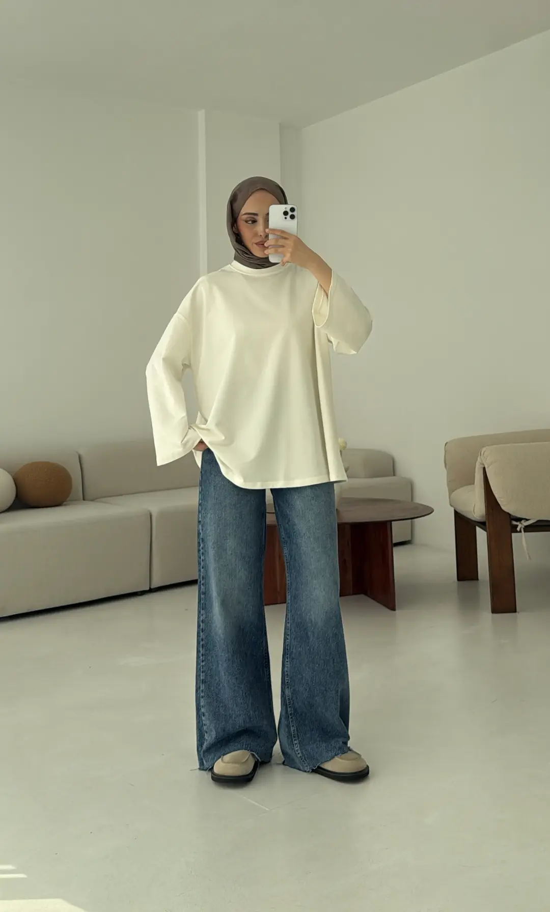 Basic İki İplik Sweat Beyaz