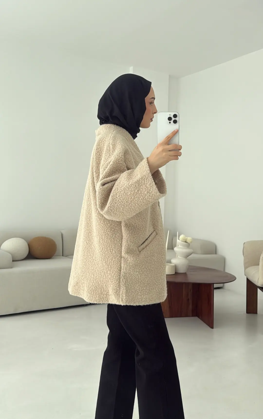 Kemerli Buklet Ceket Bej