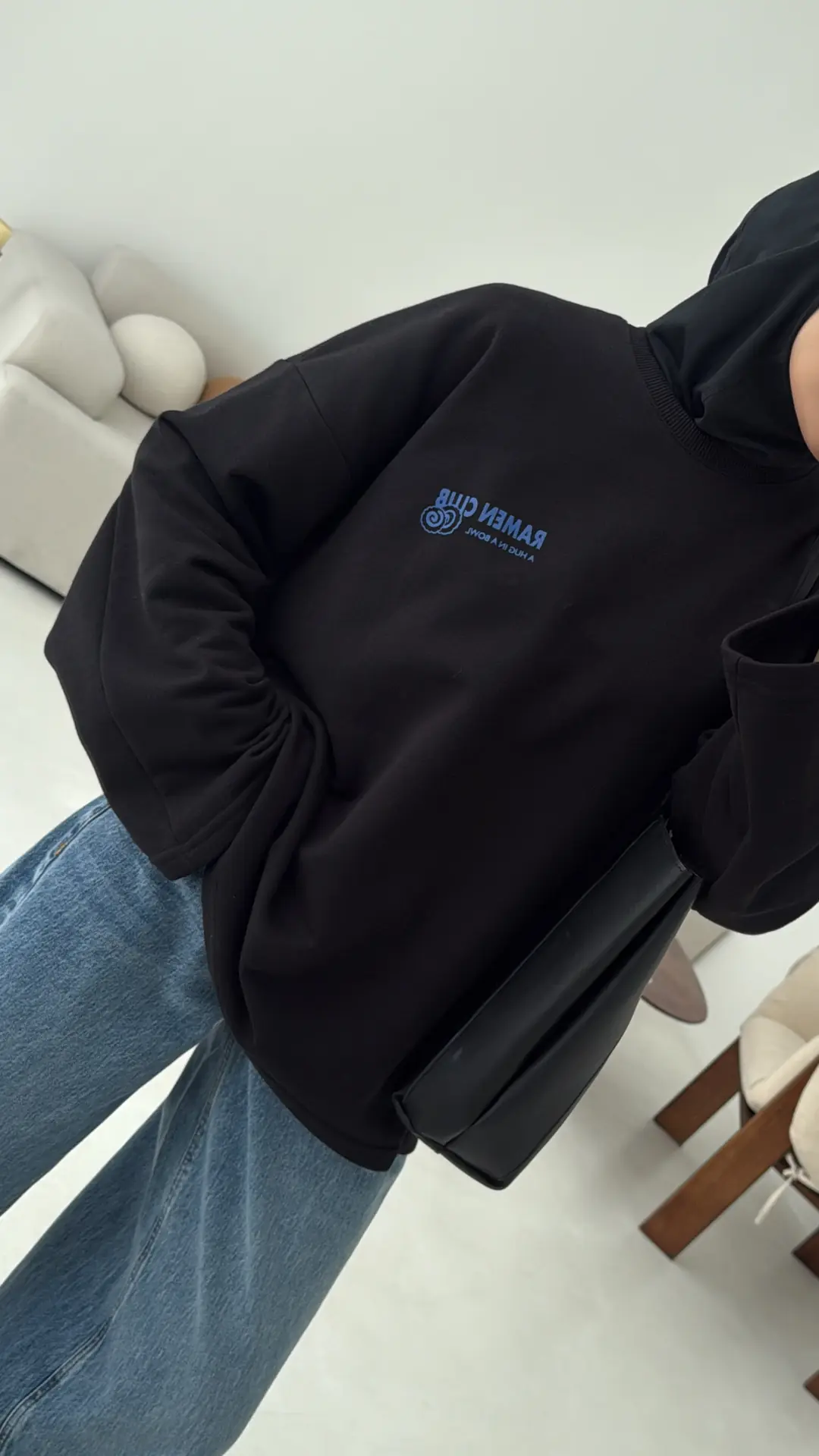 Ramen Baskılı Sweat Siyah