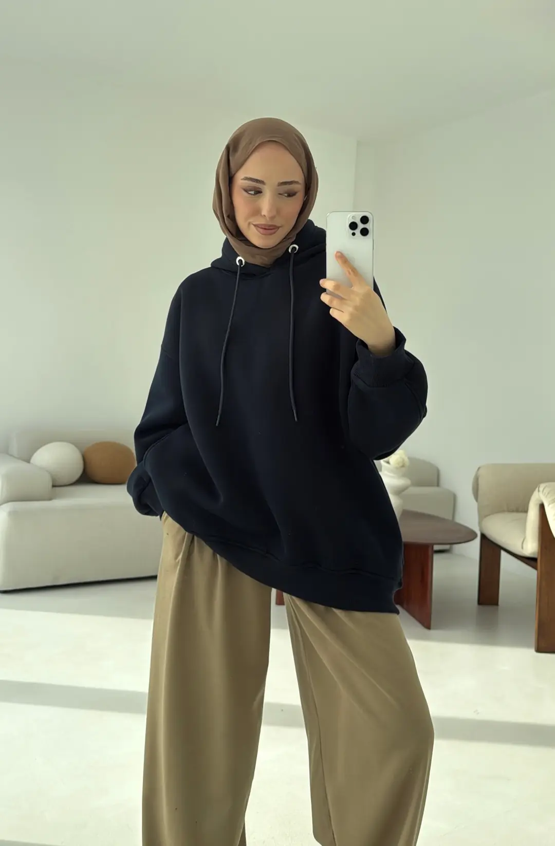Kolu Pile Detay Oversize Sweatshirt Lacivert