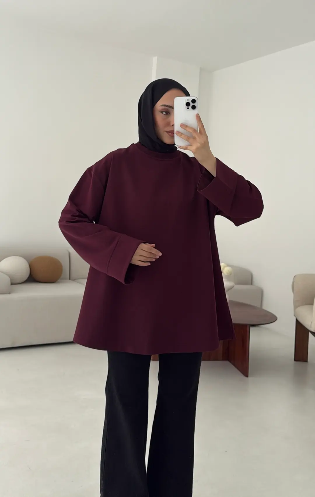 Dikiş Detay Basic Sweat Mürdüm