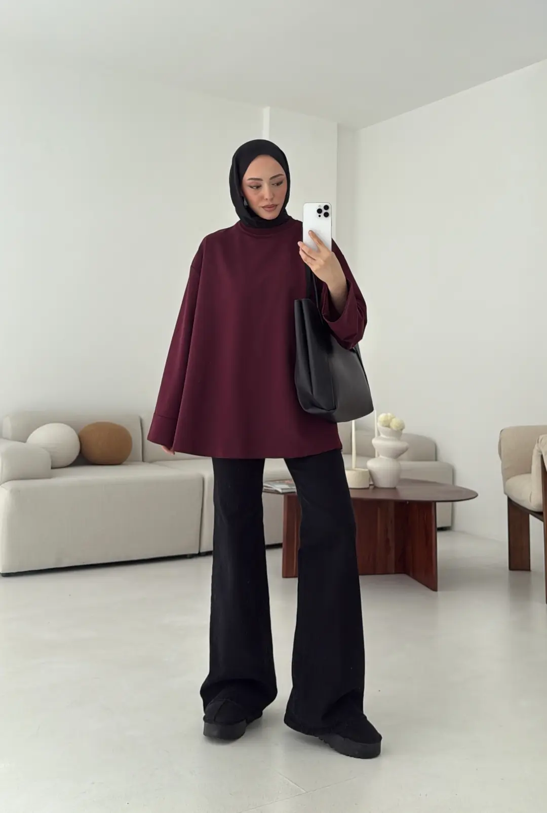 Dikiş Detay Basic Sweat Mürdüm