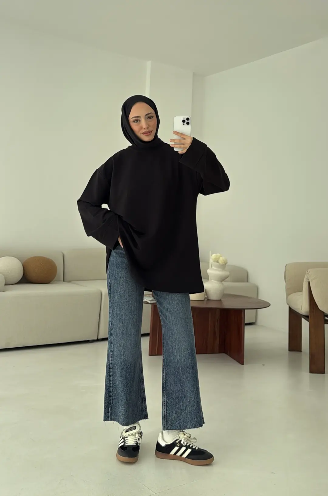 Dikiş Detay Basic Sweat Siyah