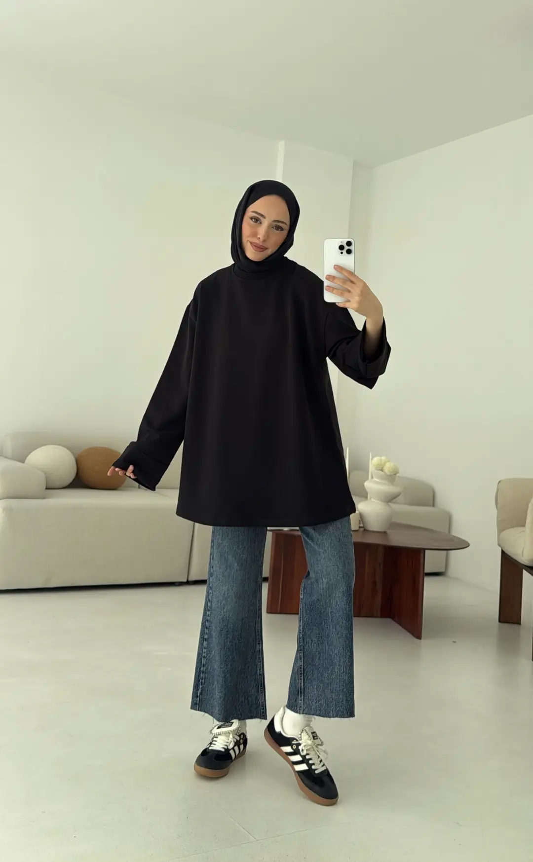 Dikiş Detay Basic Sweat Siyah