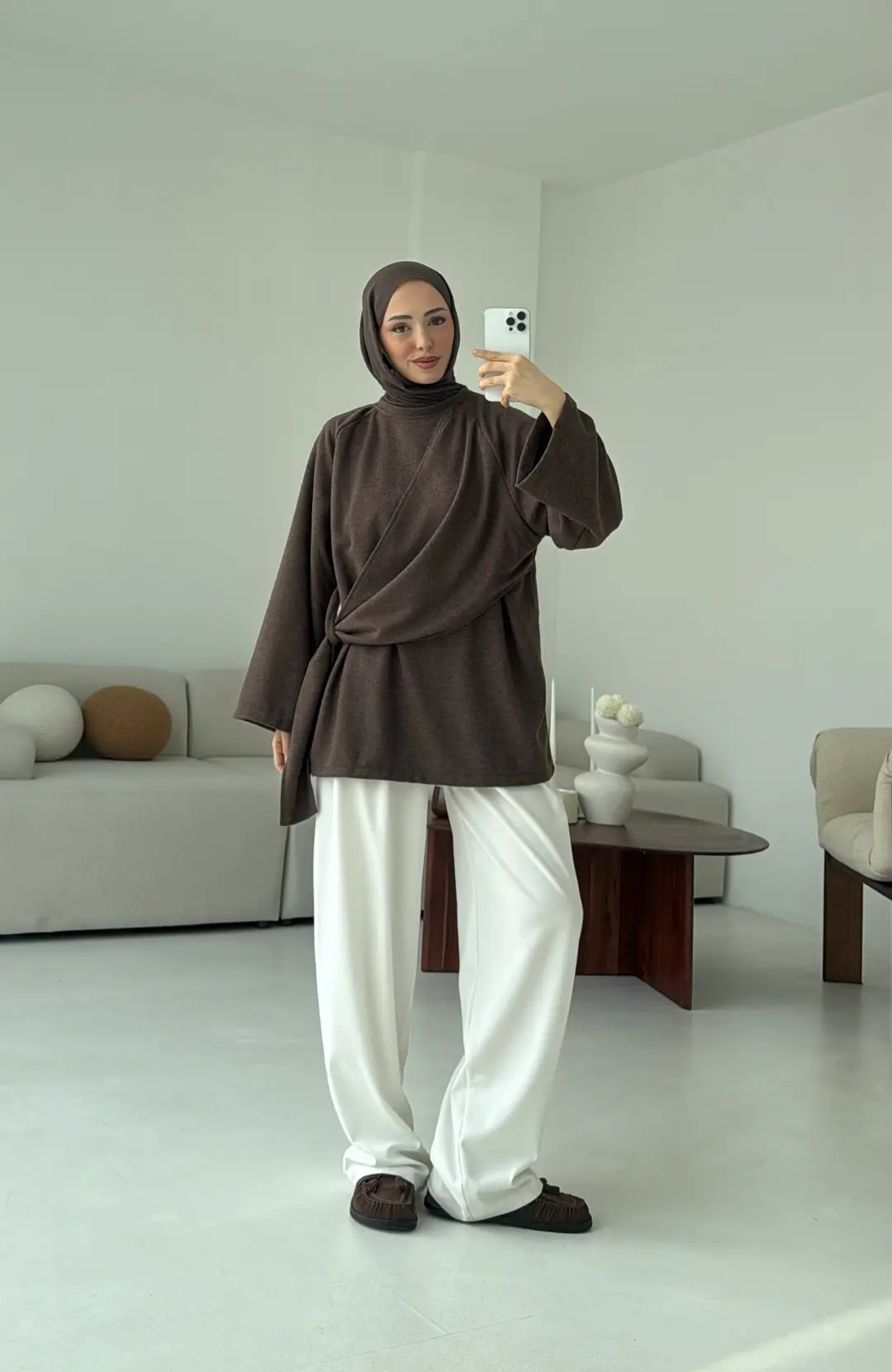 Yandan Şallı Tunik Kahve