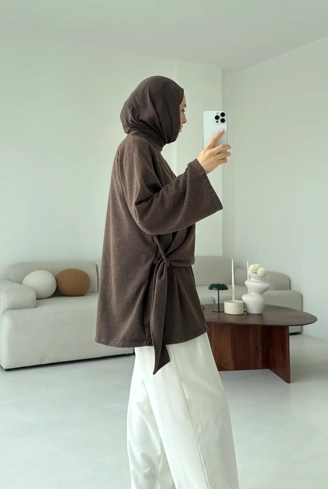 Yandan Şallı Tunik Kahve
