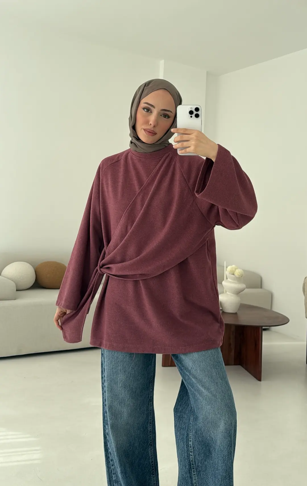 Yandan Şallı Tunik Gül