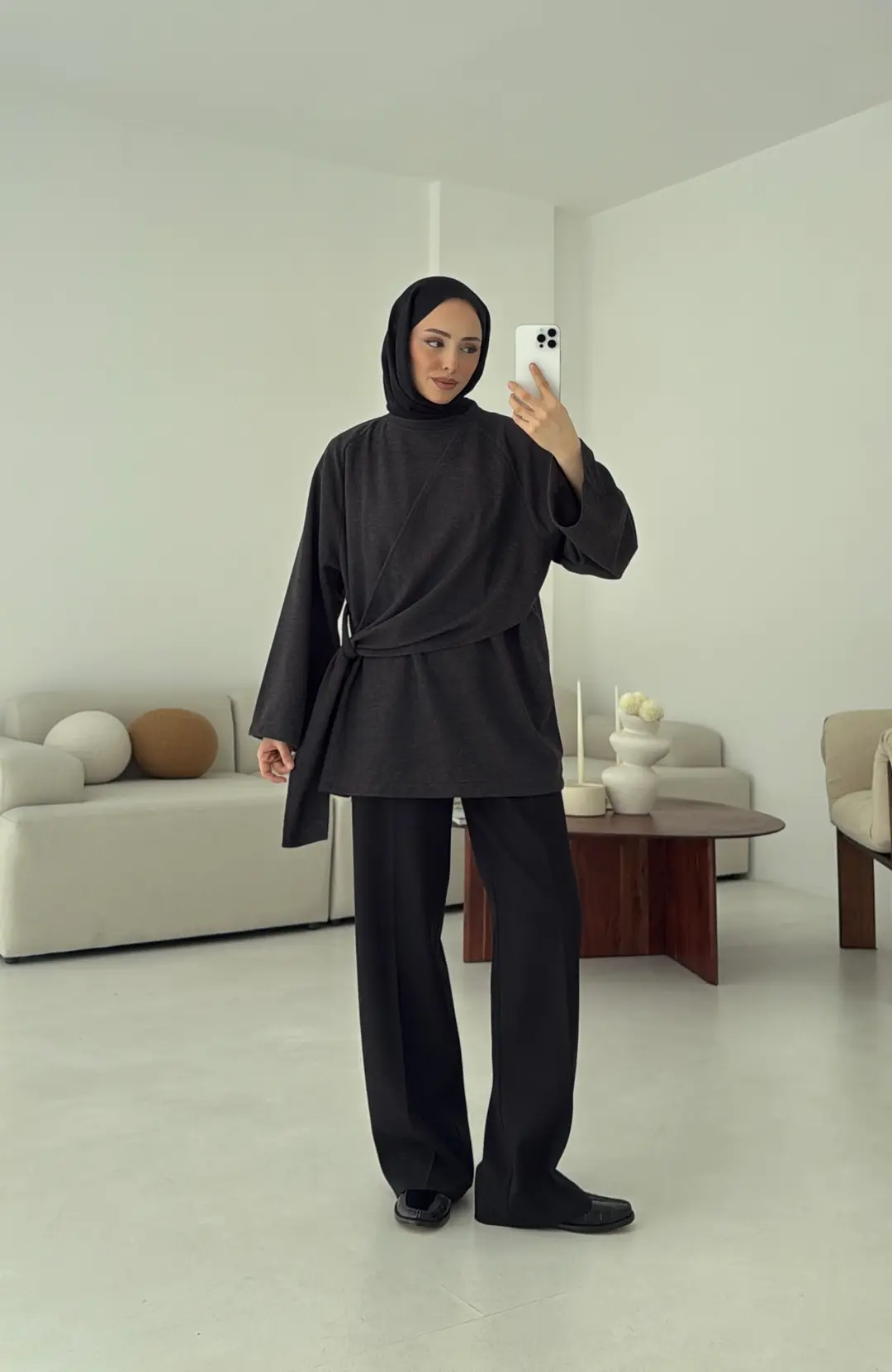 Yandan Şallı Tunik Antrasit