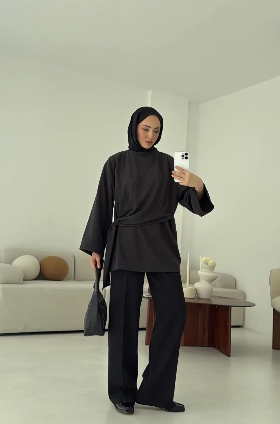 Yandan Şallı Tunik Antrasit