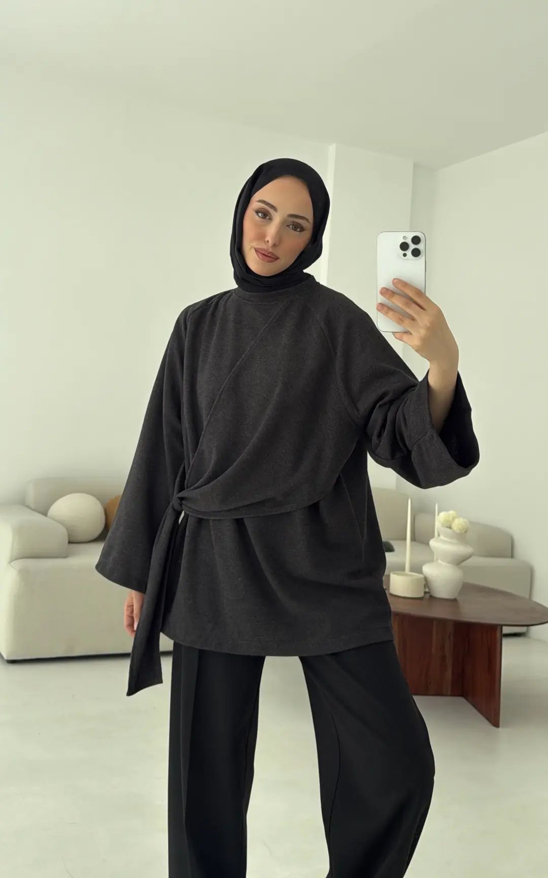 Yandan Şallı Tunik Antrasit