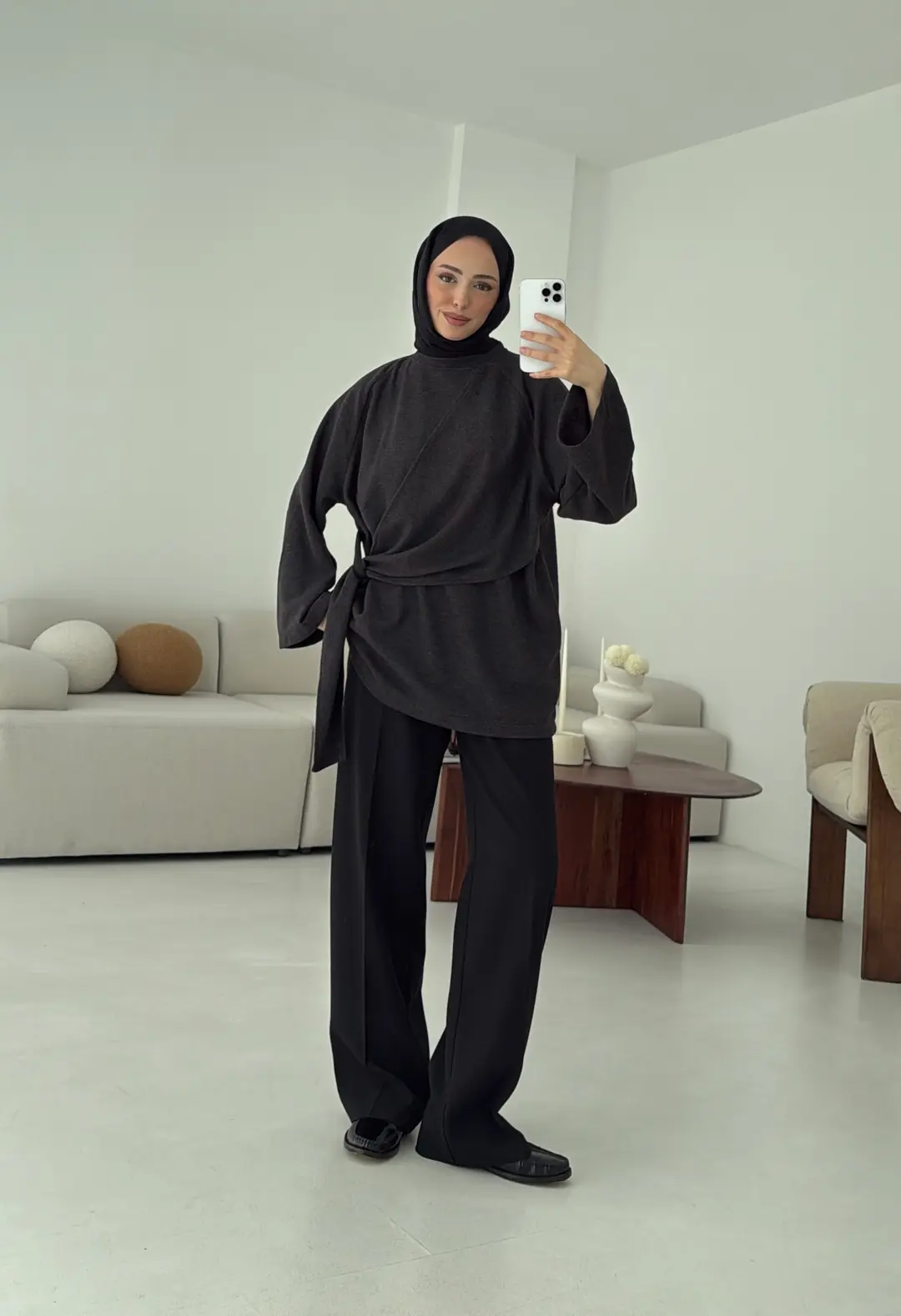 Yandan Şallı Tunik Antrasit