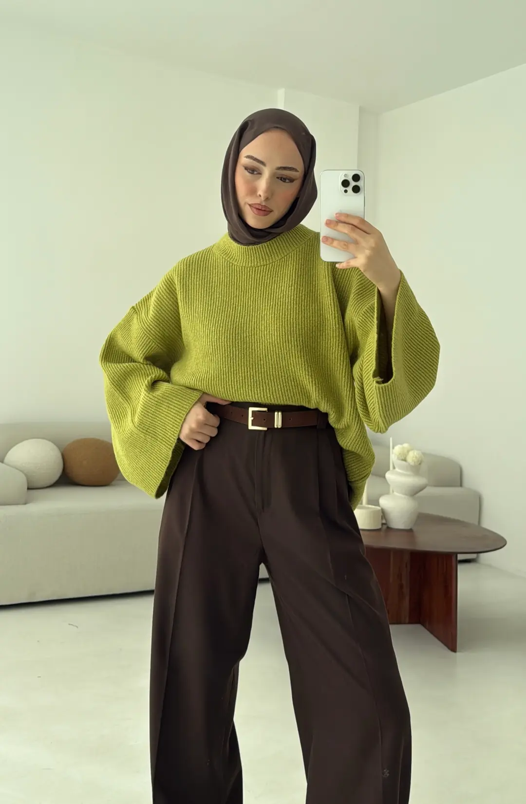 Premium Kalın Fitilli Kazak Olive
