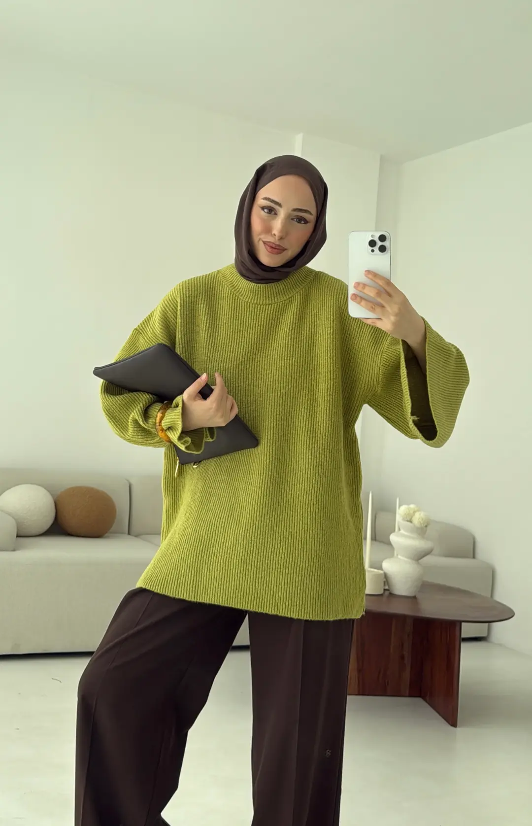 Premium Kalın Fitilli Kazak Olive