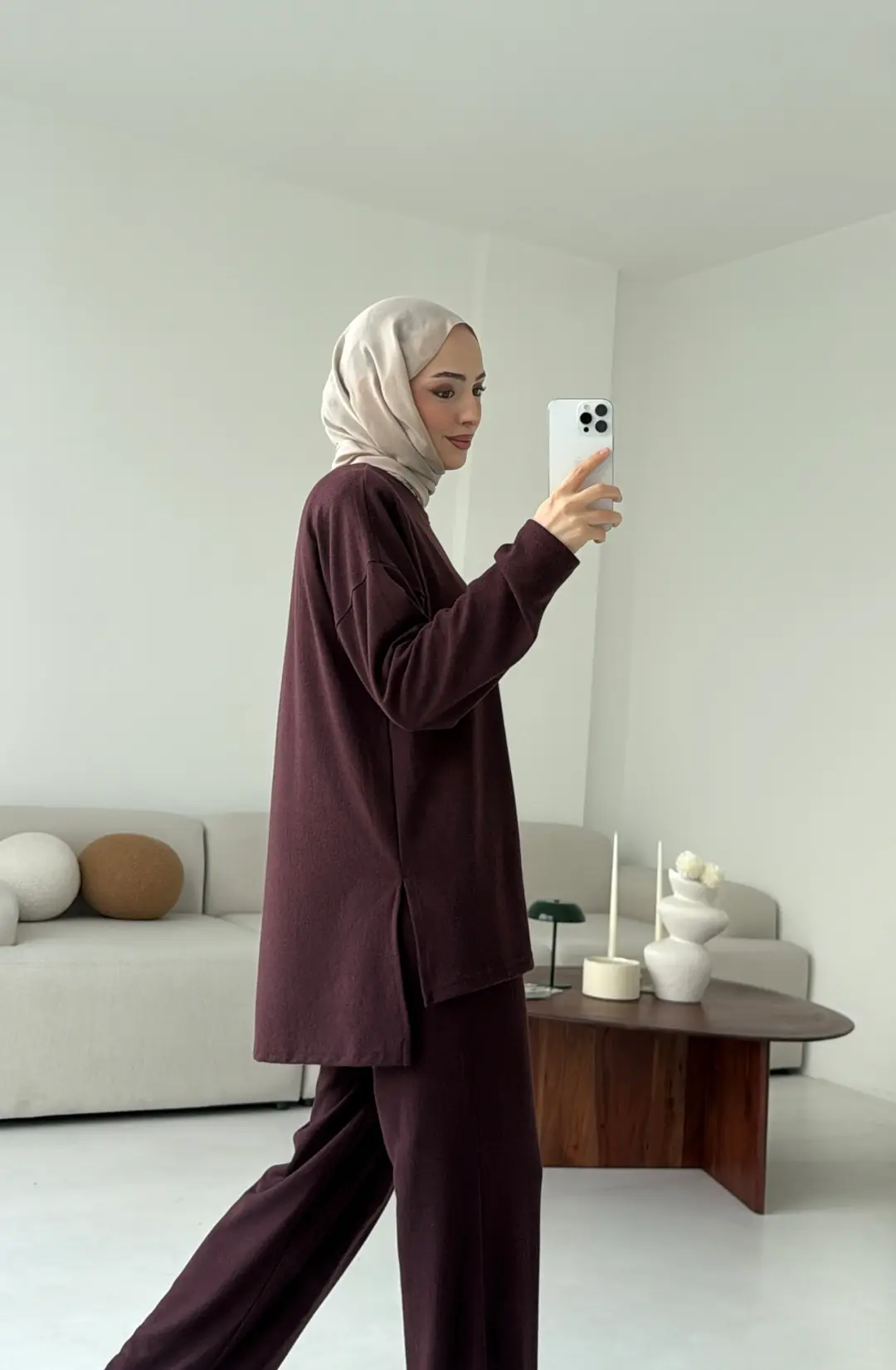 Tunikli Viscon Takım Bordo