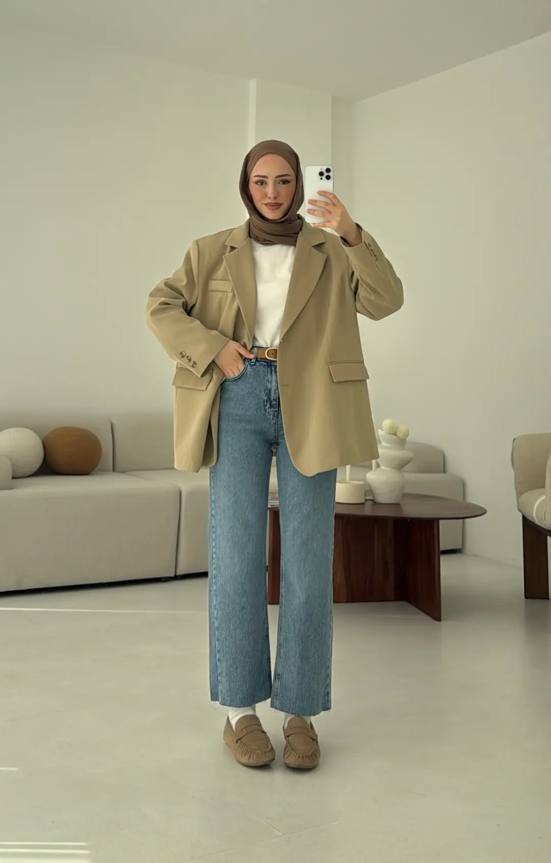 Çift Dügmeli Oversize Blazer Ceket Olive