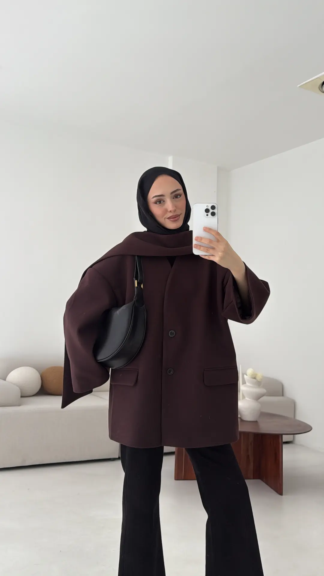 Düşük Omuz Atkılı Kaşe Ceket Mürdüm