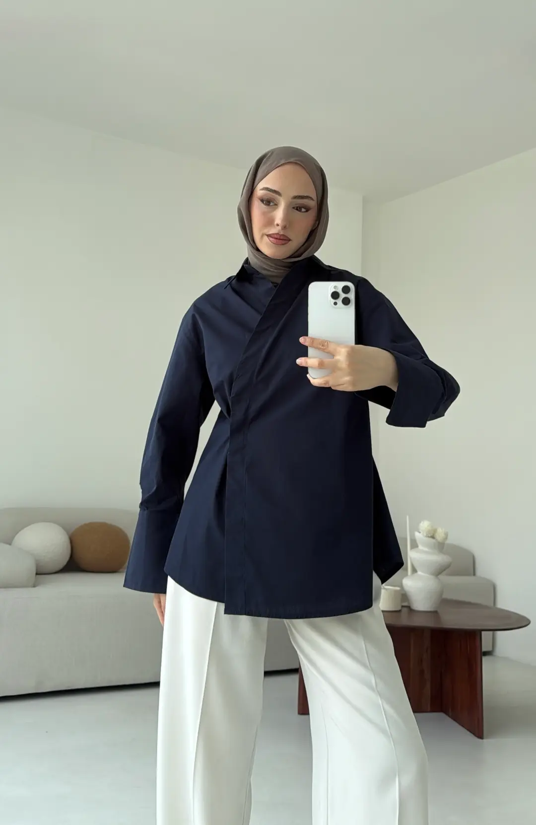 Yandan Düğmeli Gömlek Lacivert