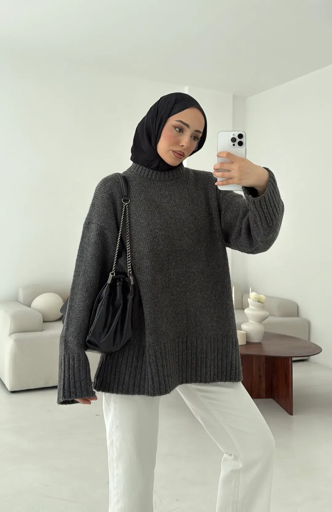 Oversize Soft Triko Kazak Antrasit