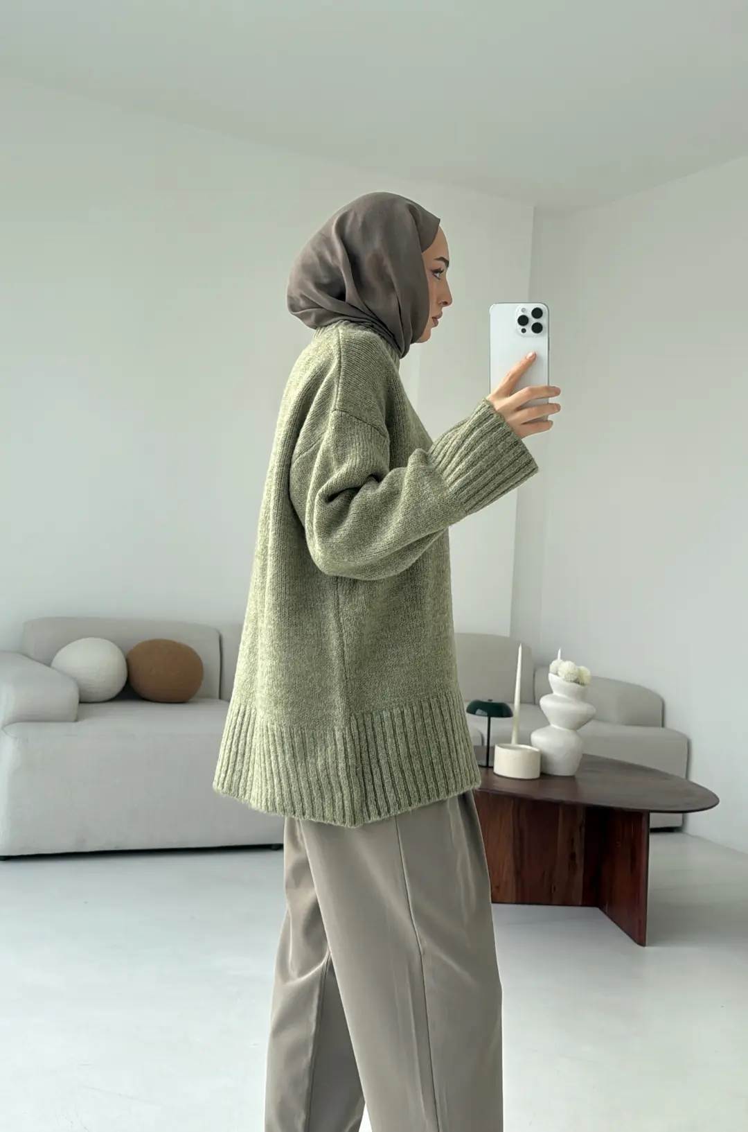 Oversize Soft Triko Kazak Soft Yeşil