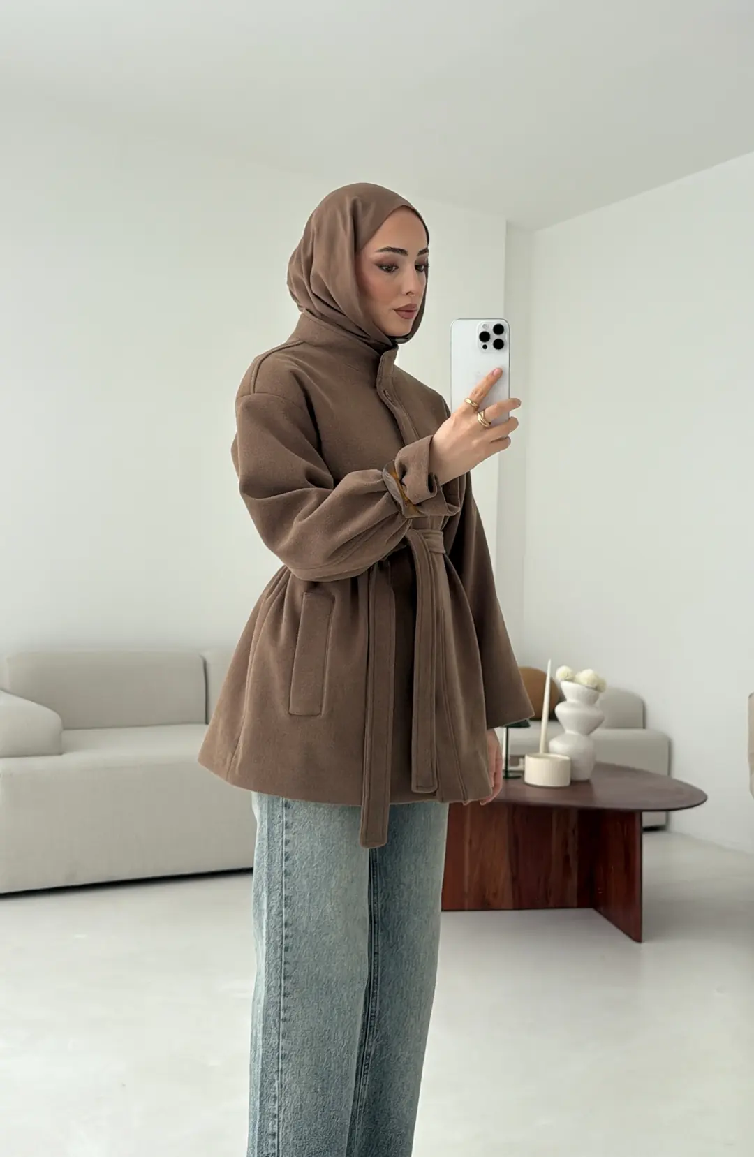 Hakim Yaka Atkılı Ceket/Kaban Camel