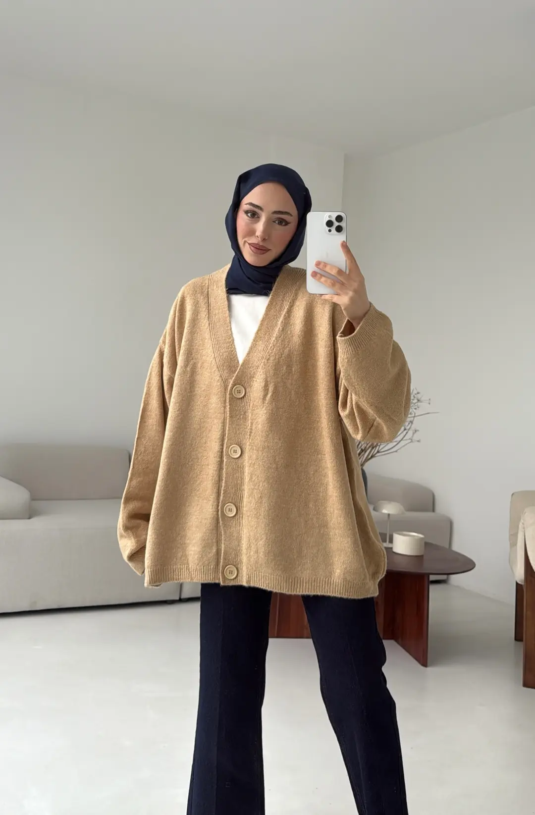 Oversize Yünlü Kazak Vizon