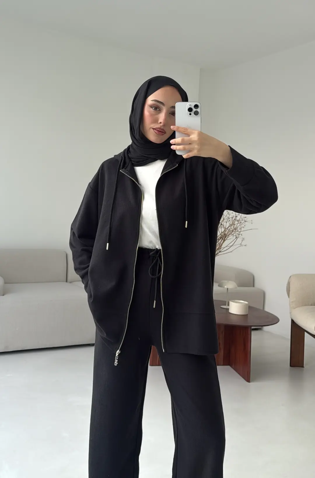 Örme Fermuarlı Takım Siyah