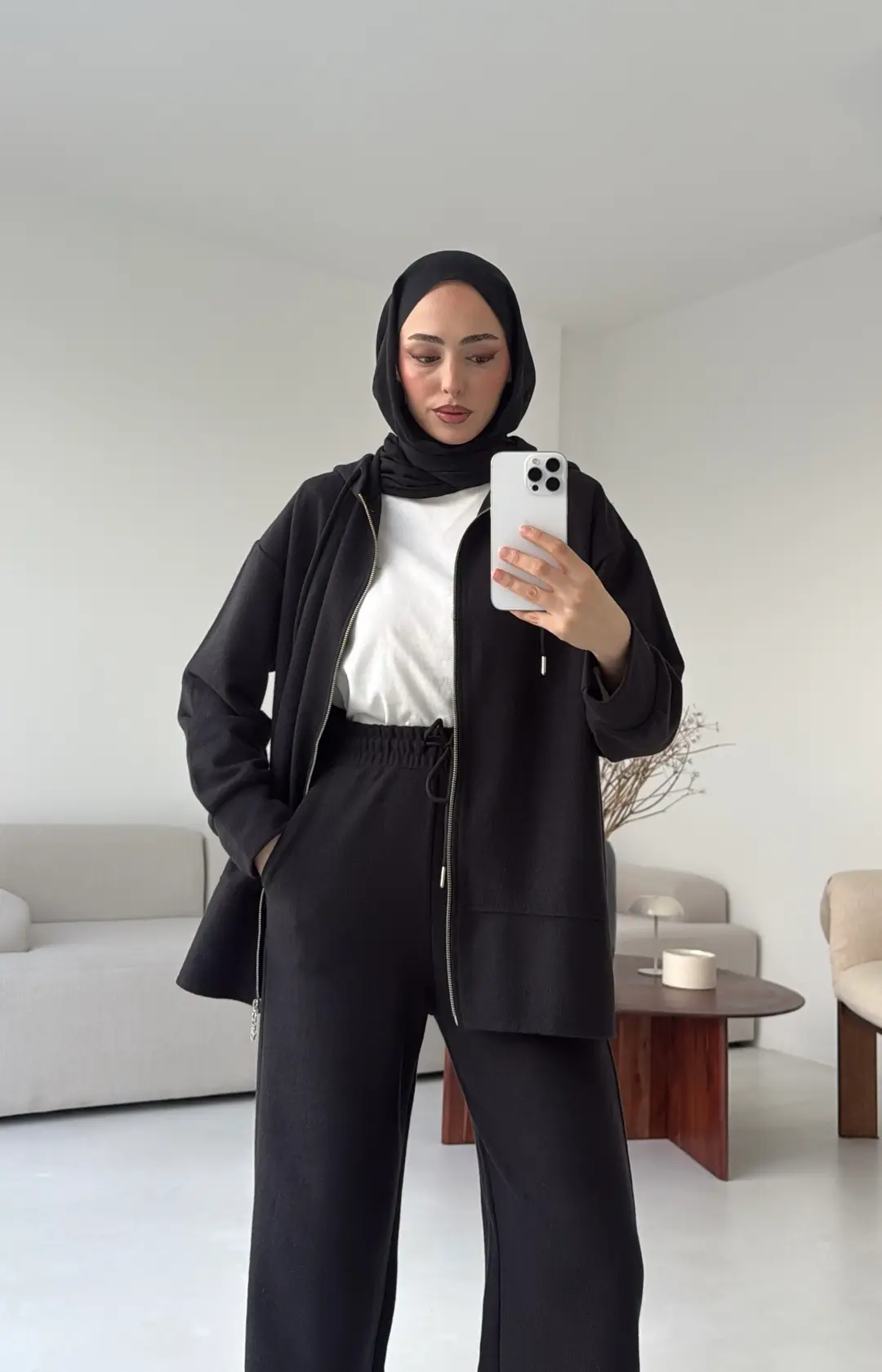 Örme Fermuarlı Takım Siyah
