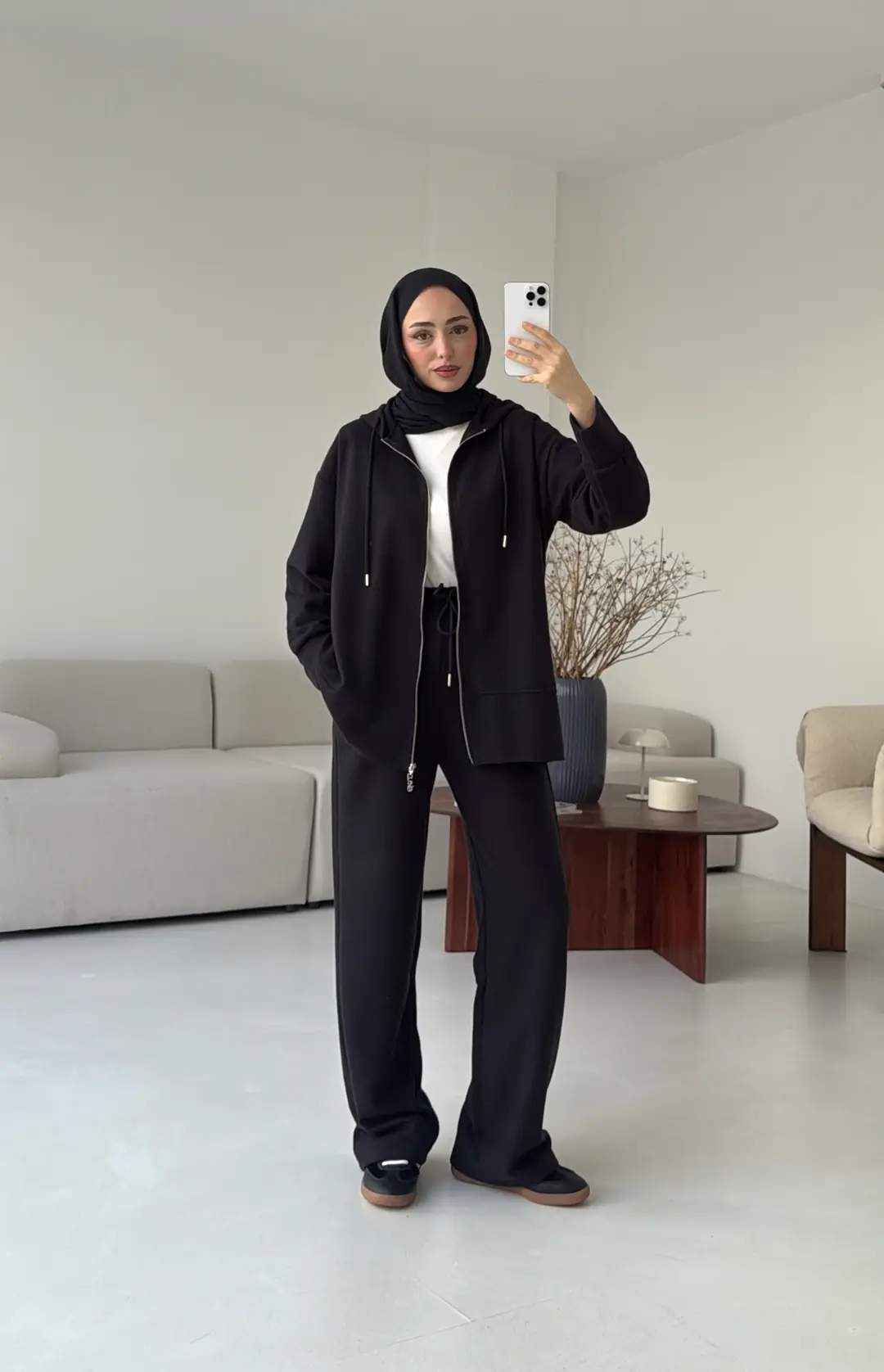 Örme Fermuarlı Takım Siyah