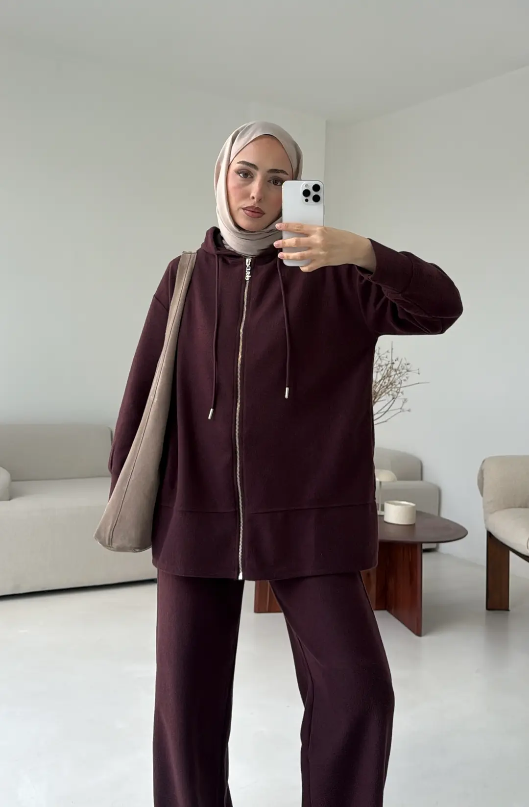 Örme Fermuarlı Takım Bordo