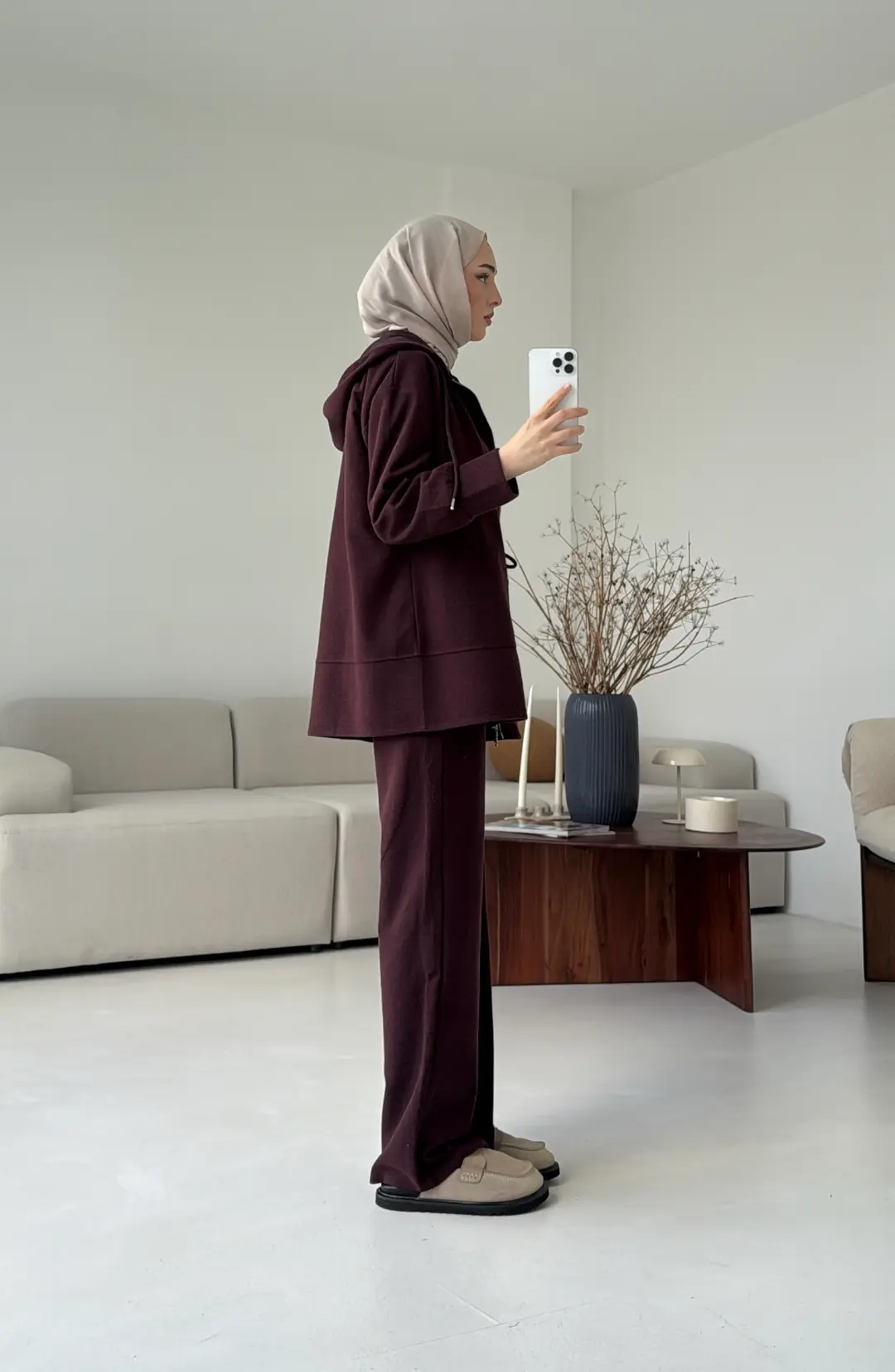 Örme Fermuarlı Takım Bordo