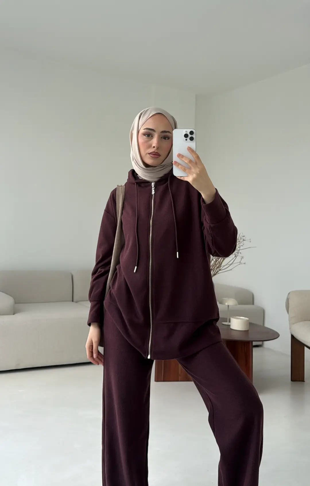 Örme Fermuarlı Takım Bordo