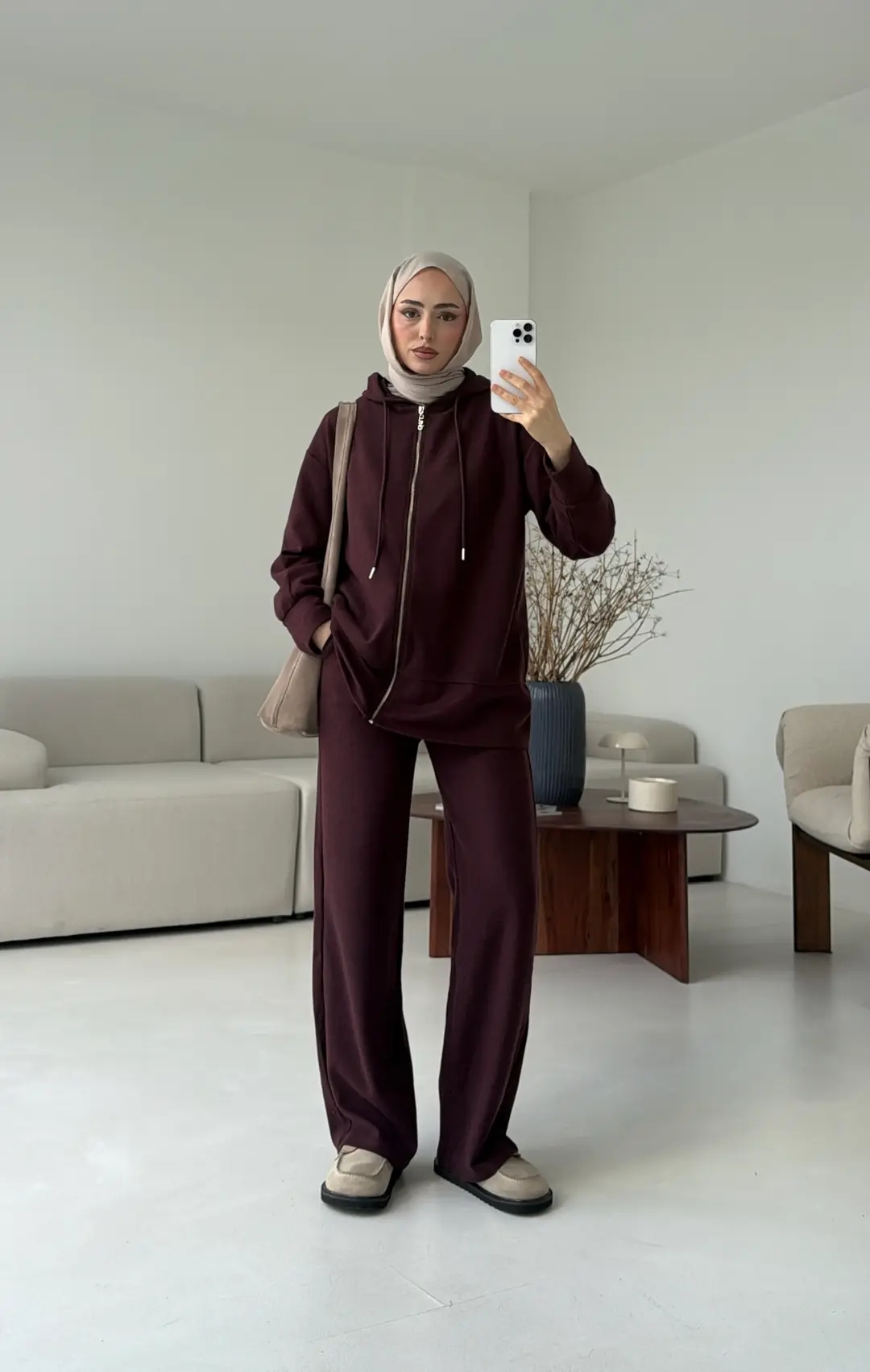 Örme Fermuarlı Takım Bordo