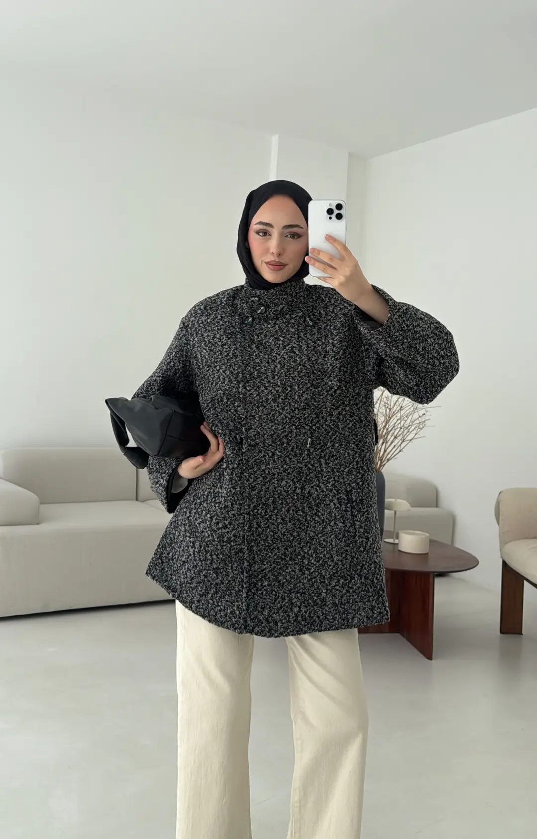 Siyah Gri Geçişli Kaban