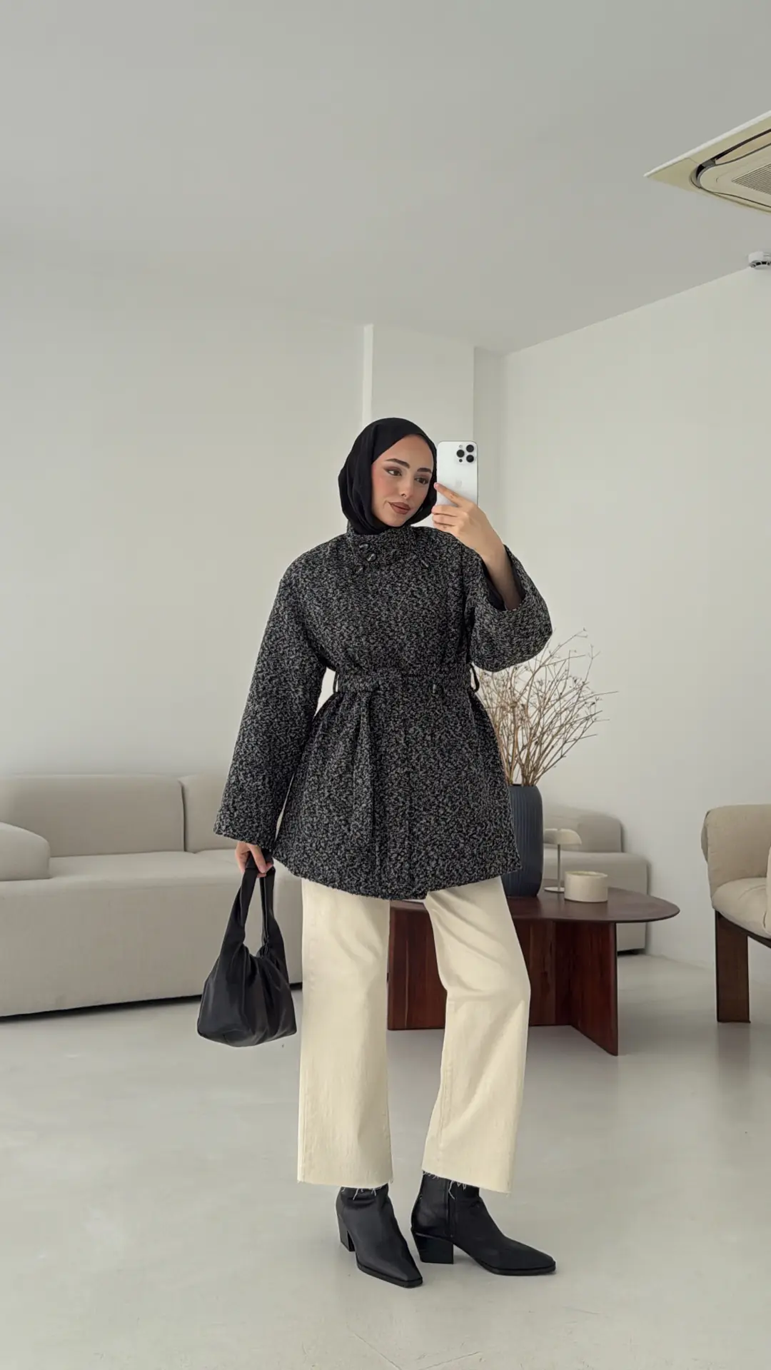Siyah Gri Geçişli Kaban
