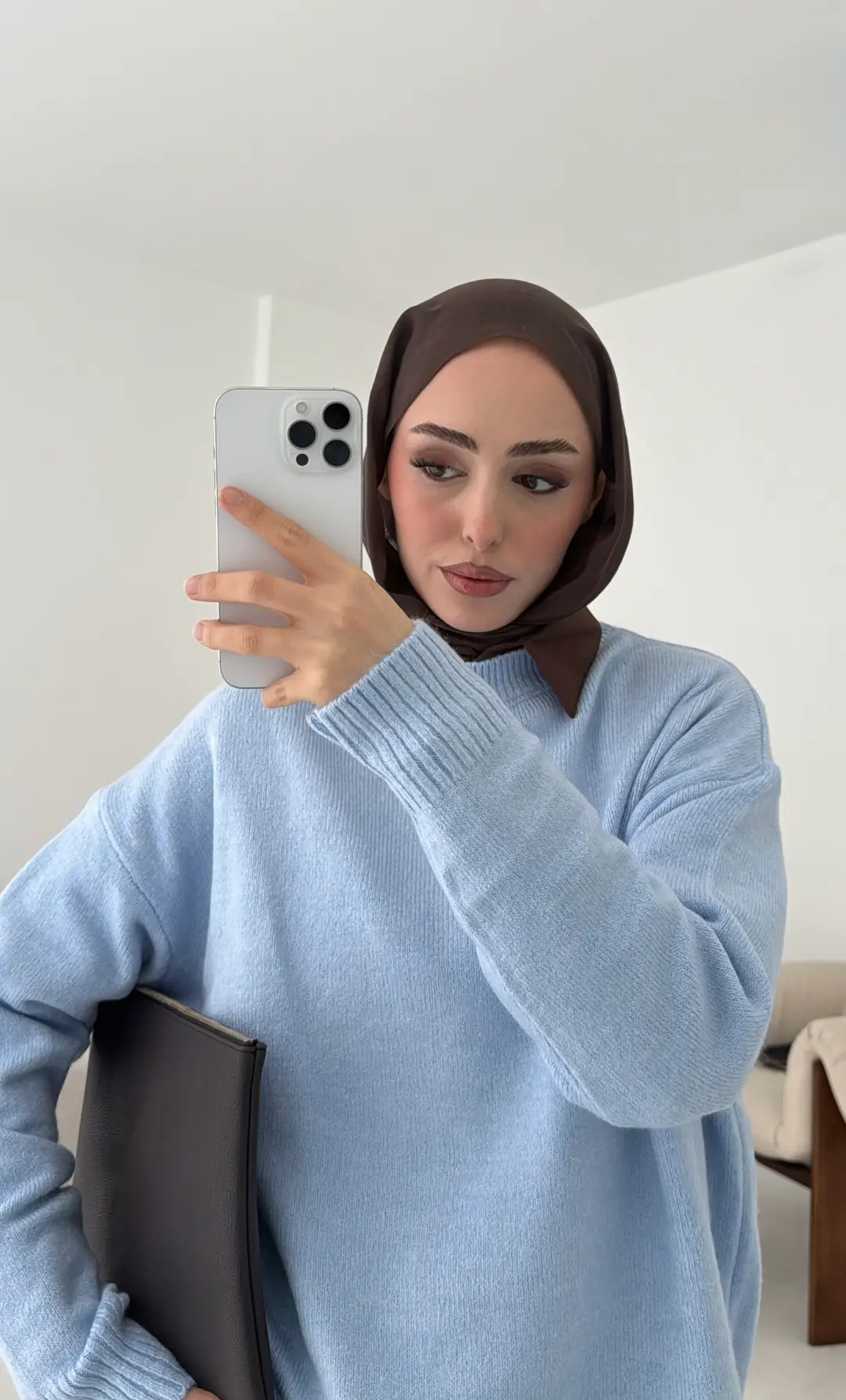 Reglan Kol Triko Kazak Acık Mavi