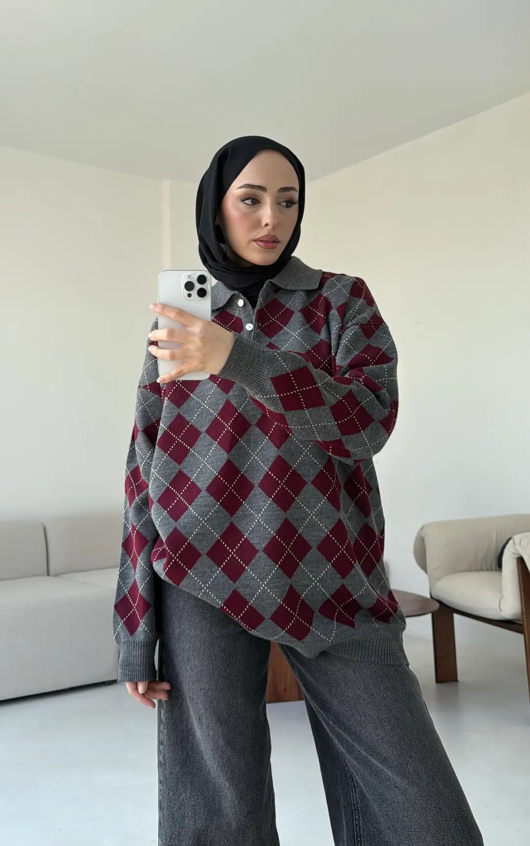 Triangle Desen Kazak Gri