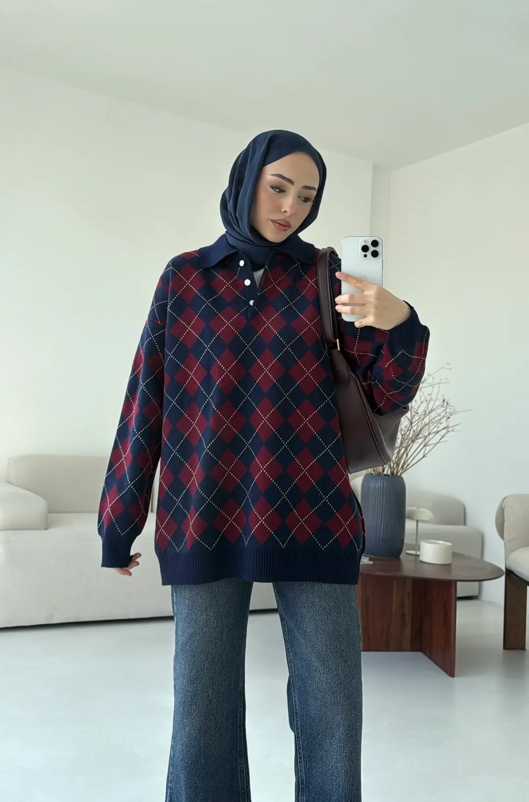 Triangle Desen Kazak Lacivert