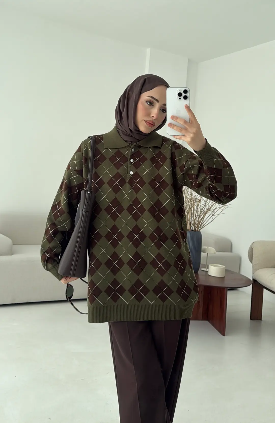 Triangle Desen Kazak Haki