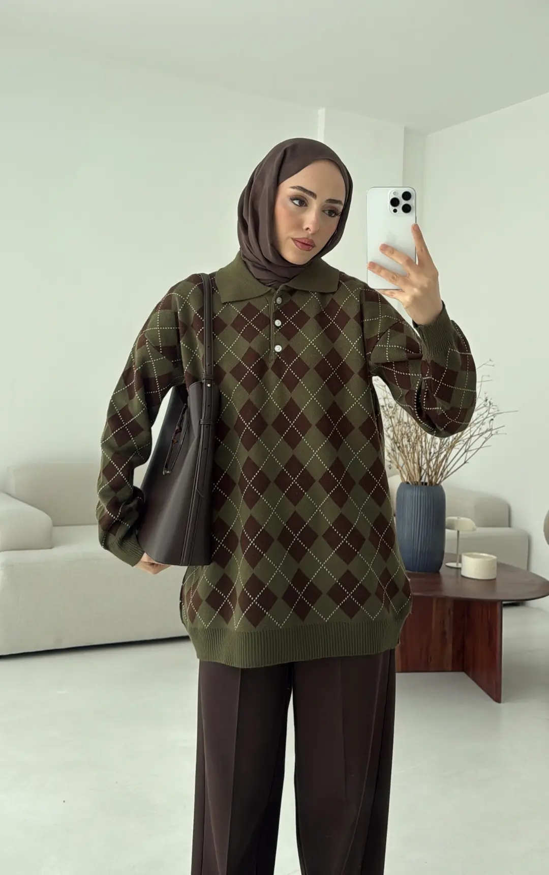 Triangle Desen Kazak Haki