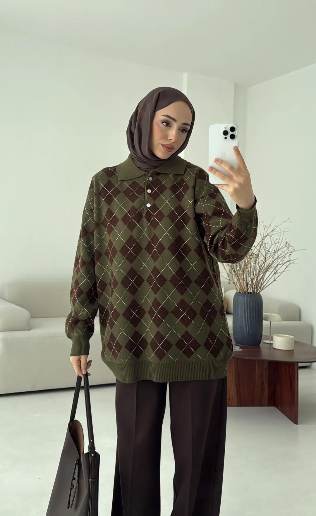 Triangle Desen Kazak Haki