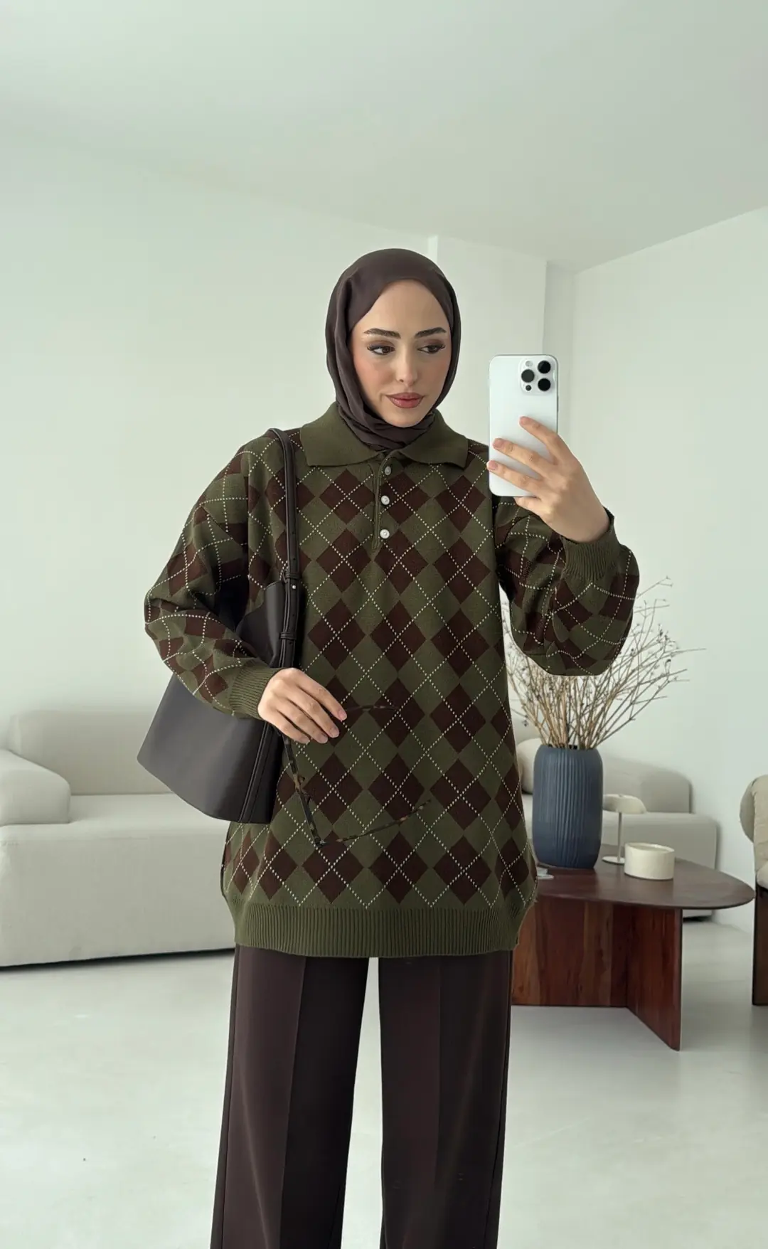Triangle Desen Kazak Haki