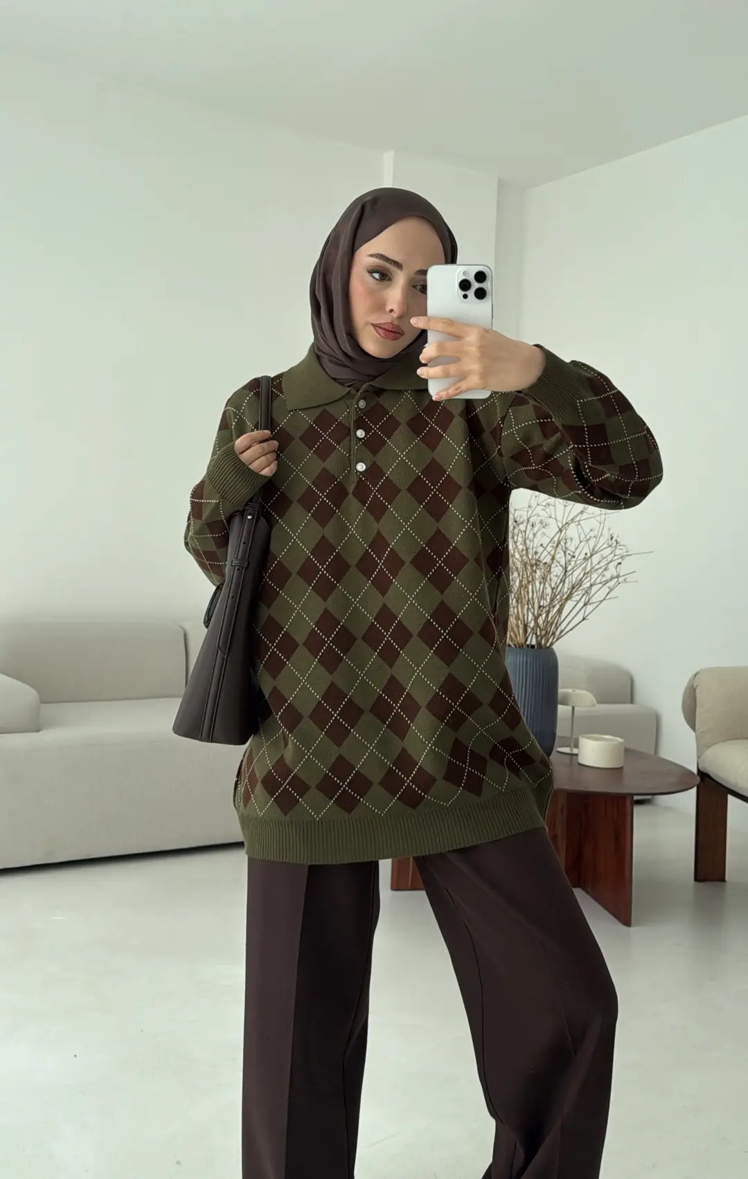 Triangle Desen Kazak Haki