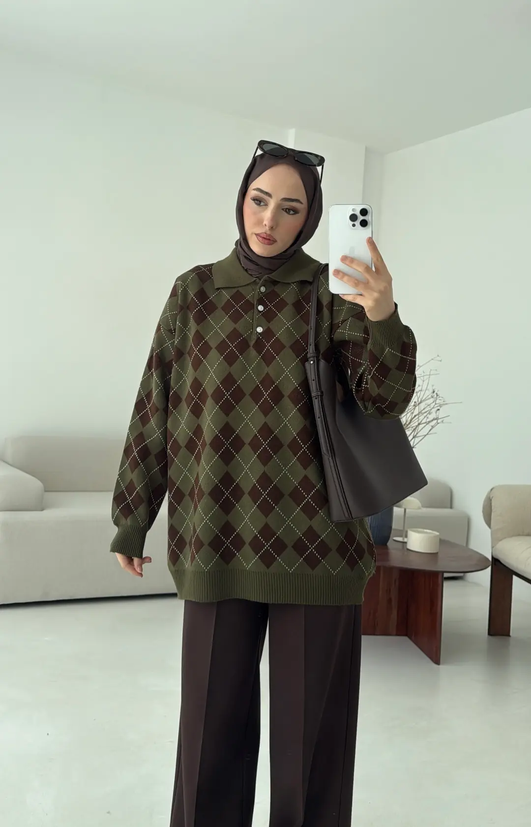 Triangle Desen Kazak Haki